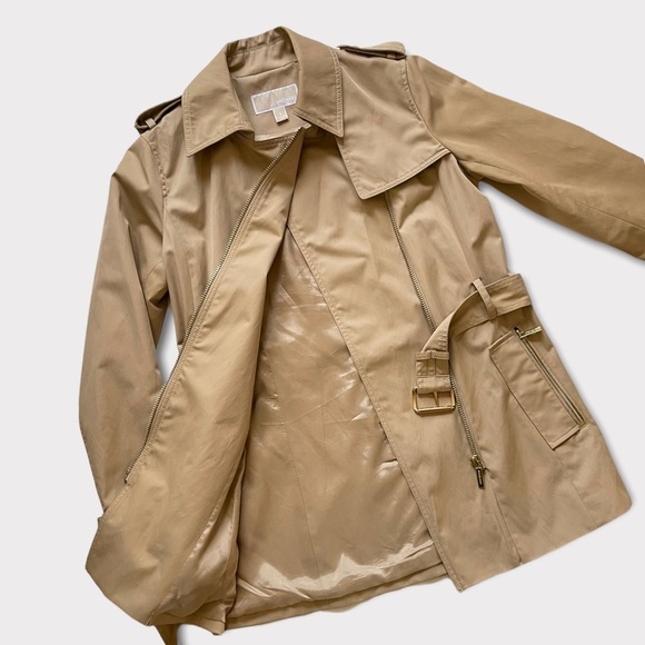 Michael Kors Belted Front Zip Trench Coat Jacket Small - Picture 8 of 12
